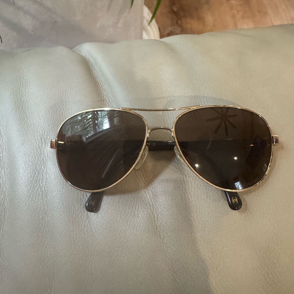 Chanel Gold Aviator Sunglasses